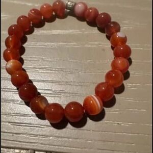 Elegant Red Stripe Agate Beaded Bracelet